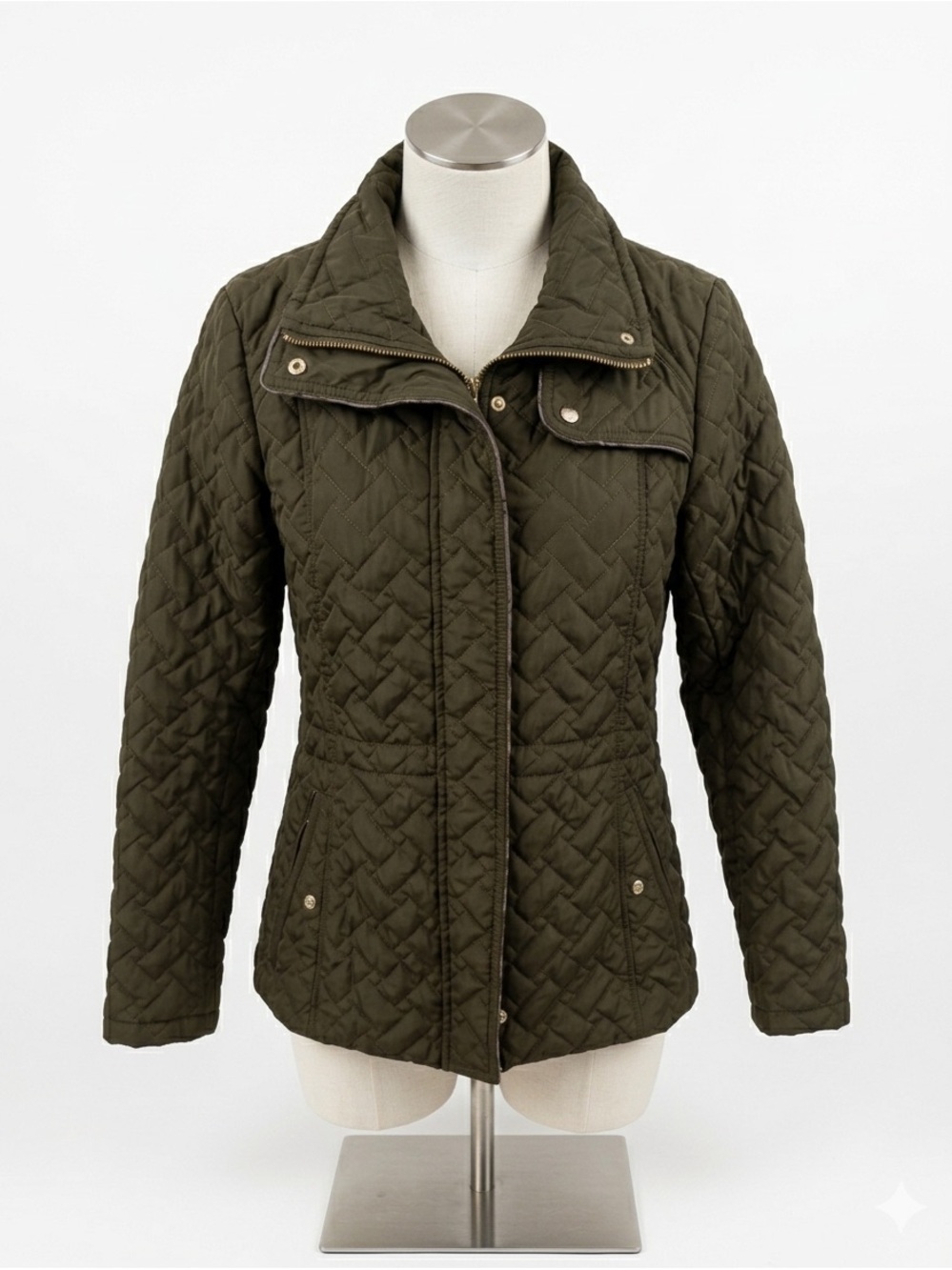 Cole Haan Quilted Olive Women's Jacket - Classic Lightweight Coat